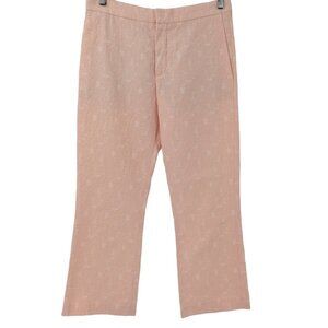 Chloe Floral Embossed Pink Tapestry Ankle Pants Size 38 US M Bubblegum Cropped